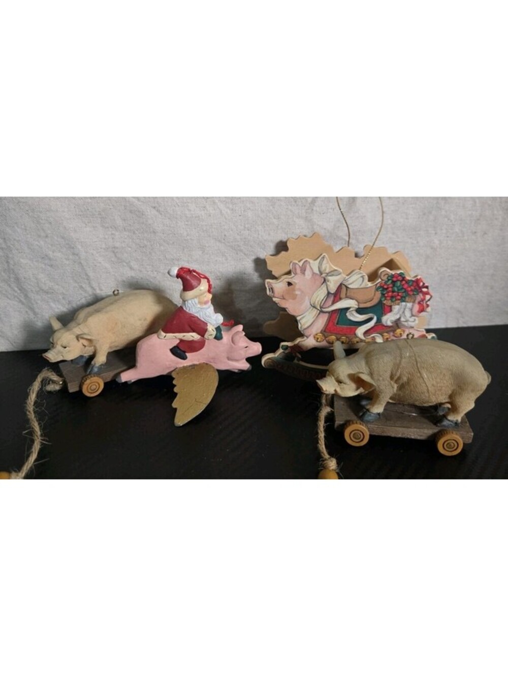 Vintage Pig Christmas Ornament Lot Flying Pig Rocking Pig More